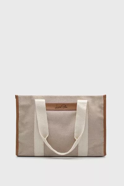 Women's Striped Linen Tote Bag