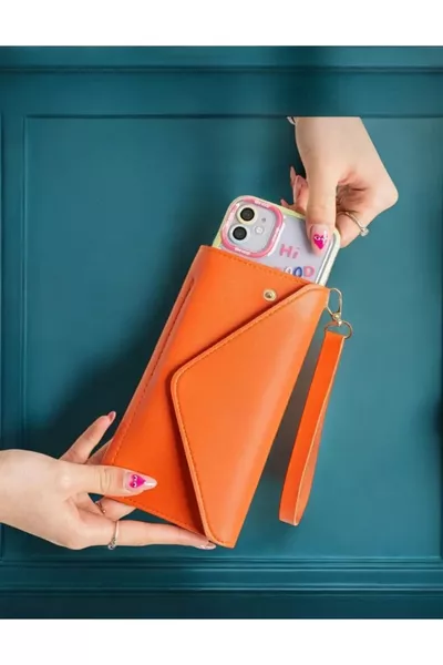 محفظة يد بحمالة للمعصم مع جيوب لهاتف ونقود