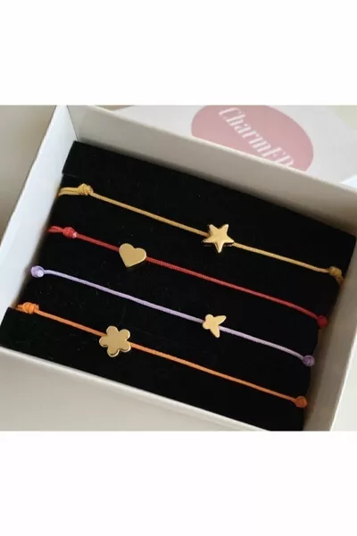 سوار بشريط مظلي قابل للتعديل على شكل نجمة قلب فراشة مربّع