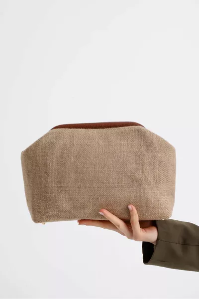 Heybes Women's Jute Straw Clutch Handbag