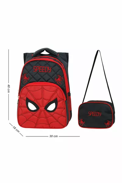 Spider Eye Orthopedic Primary School Backpack with Lunch Bag