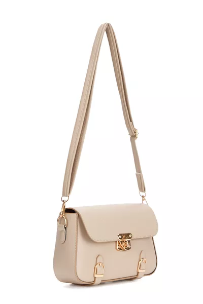 حقيبة يد وكتف نسائية بحزام متقاطع وتفاصيل قفل