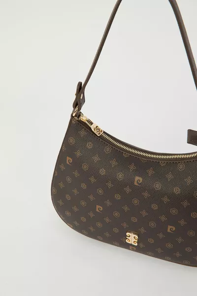 حقيبة كتف نسائية من المونوغرام باللون البني 