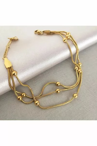 Three-chain Doric gold steel bracelet
