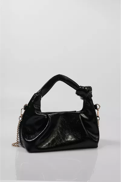 Women's Black Mini Chain Hand and Shoulder Bag