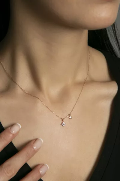 Kadın Yıldız Detaylı Minimal Model  Ayar Gümüş Kolye