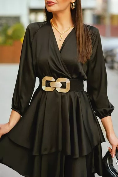 حزام نسائي مطاطي بعقدة ذهبية، حزام للسترة، حزام للقميص، حزام للفستان