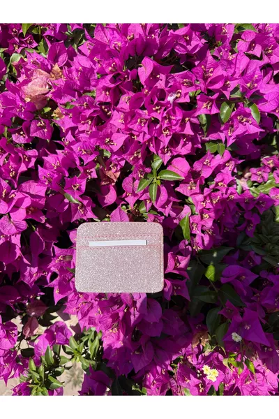 Women's Pink Glitter Stylish Card Holder - 5 Compartment Minimal Design