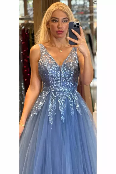 Женское длинное вечернее платье