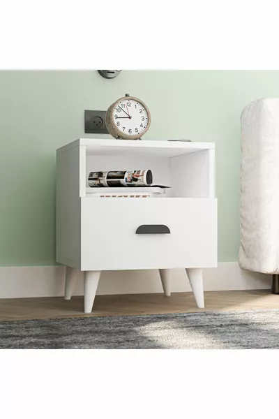 خزانة جانبية من الإنسي بأدراج واحدة باللون الأبيض