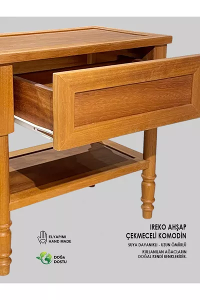 Ireko Holznachttisch mit Schubladen