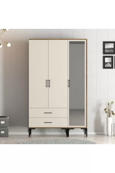 Kumsal 3-Door Wardrobe Rt - Cream