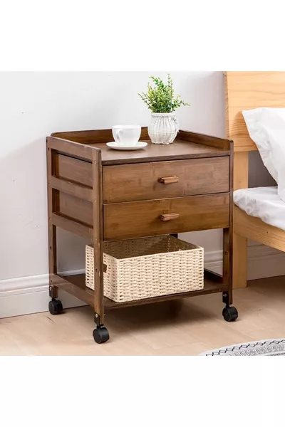 تيرا موف كومودين خشبي ضخم مع درجين من خشب الصنوبر من الدرجة الأولى