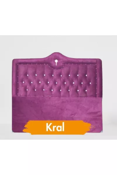 رأس سرير ملكي مخملي بنفسجي مبطن مفرد