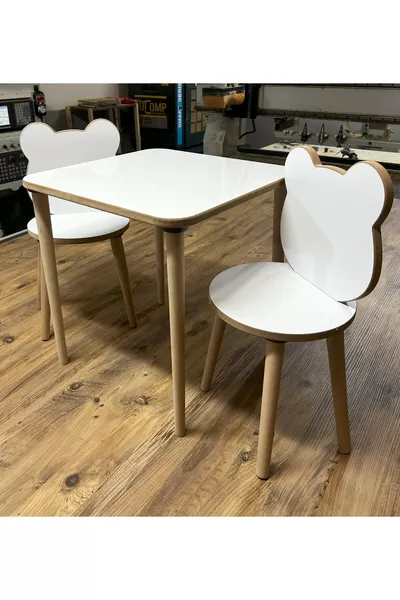 Set Tavolo e Sedie per Bambini Panda Bianco Tavolo Attività Tavolo da Lavoro 1 Tavolo 2 Sedie