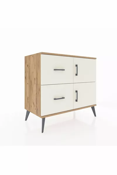 خزانة هايبرون بروفيل بمقصورة واحدة ودرجين وغطائين من خشب الصنوبر ولون حجر العقيق