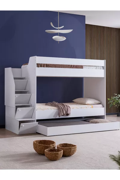 Bunk Bed with Storage, Martin Bunk Bed - White