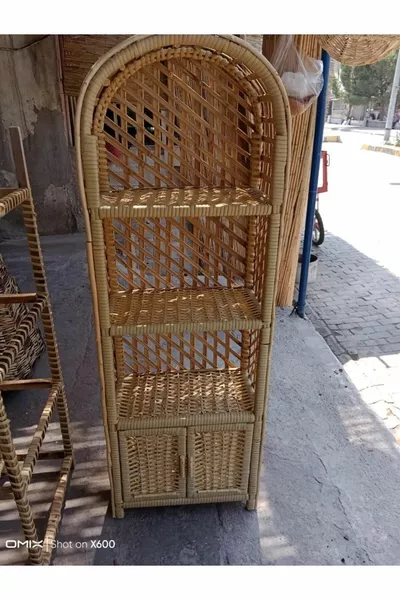 Plastic Gevlochten Boekenkast met 4 Planken en 1 Deurtje