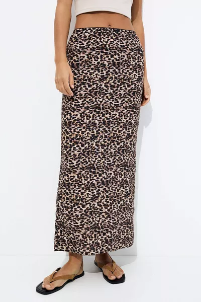 Leopard print midi skirt