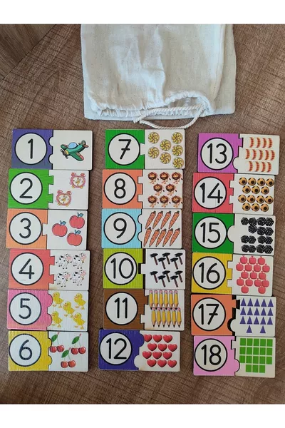 Puzzle di Legno Montessori per Abbinare Numeri Colorati e Quantità