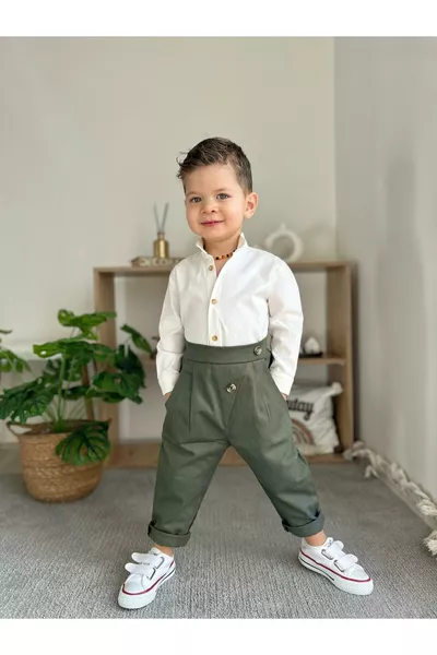 Grünes Baumwoll-Set 2-teilig Unter- und Oberteil