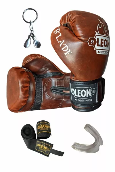 Leon Blade Training Boxing, Kickboxing and Muay Thai Gloves Keychain, Mouthguard and Bandage Set 3.5 m