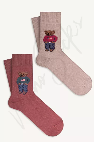 2 Paires de Chaussettes avec Motif Ourson Teddy