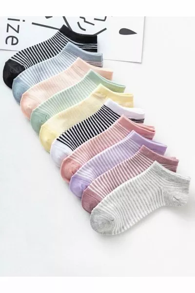 Pacco Economico da  Paia di Calzini Sportivi Corti a Righe Colorate Unisex