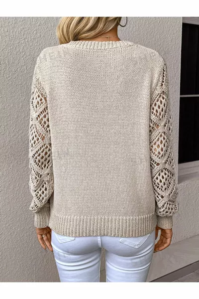 ديير مودة سترة صوفية نسائية بأكمام منقوشة