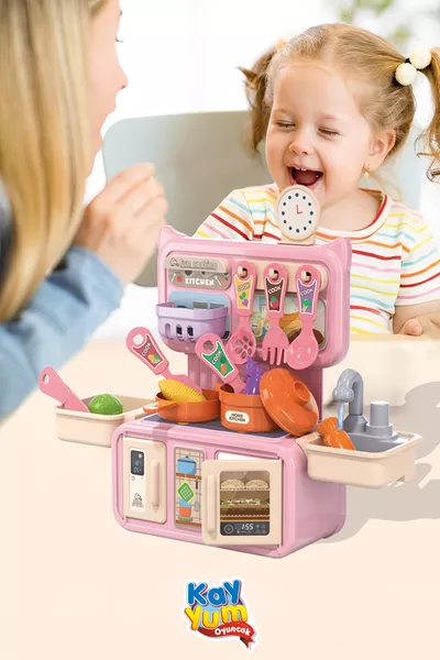 Mini Kitchen Set with Tap Water, Kitchen Toy, Blue Toy