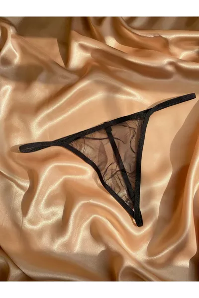 Women's 4-Piece Transparent Tulle Elegant Thong Set – Red / Purple / White / Black