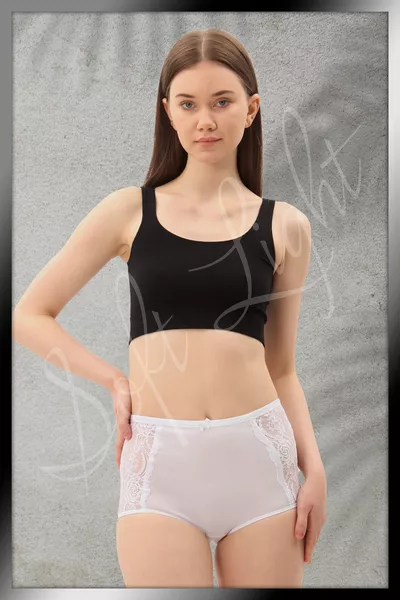 Dames Slip Hoge Taille Corrigerend Kant Katoenen Zwarte en Witte Slip 5-pack