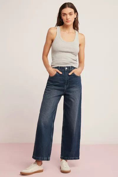 Lıllesol Women's Ribbed Look Thick-Strap Basic Grey Tank Top