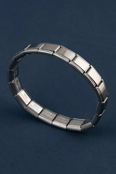 Bracciale charm italiano in acciaio inossidabile a forma di S con link personalizzabile