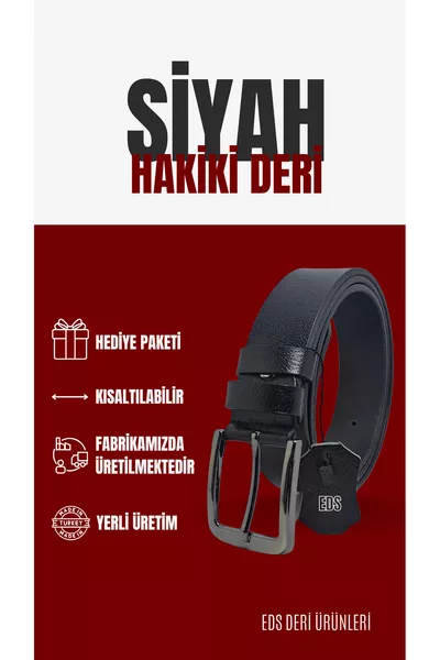 Men's Black Sports % Genuine Leather Belt