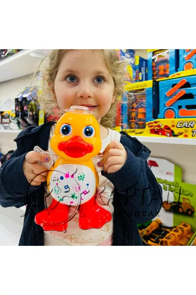 البطة الراقصة لعبة بط صغير لطيف مع صوت وضوء وتعمل بالبطارية