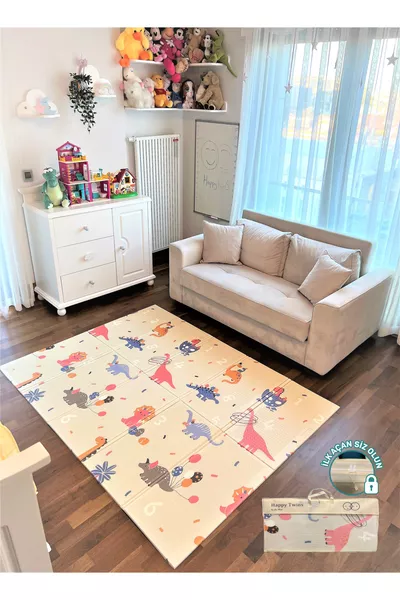 Tapis de jeu réversible pliable Dino Road cm