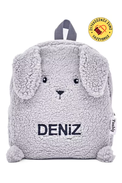 [WE WRITE THE NAME YOU WANT] Gray Rabbit (FIGURE+NAME) 0-8 Years Kids Backpack, Preschool - Kindergarten