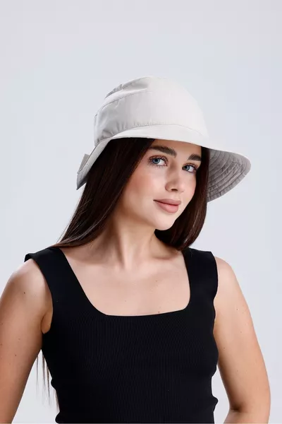 UV + Sun Protected Women's Bucket Visor Hat with Bow Detail (Adjustable Size)