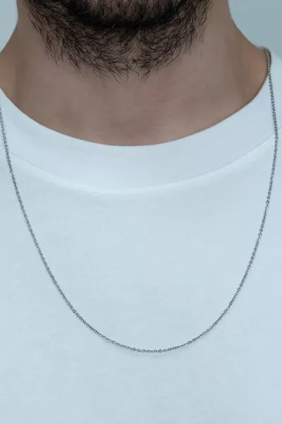 سلسلة قلادة من الفولاذ المقاوم للصدأ L رفيعة للجنسين بسماكة 1.6 مم وطول  سم 