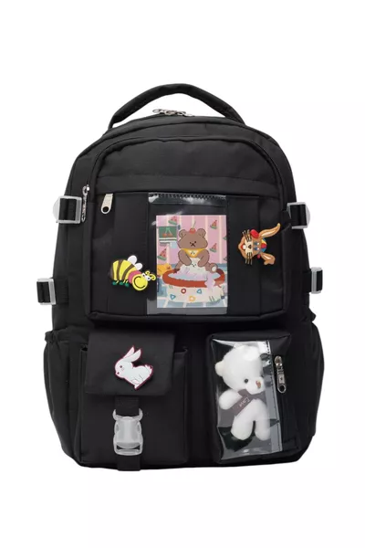 Sac Kawaii Club Style Coréen avec Tous Accessoires, Sac à Dos Quotidien Orthopédique Neuf pour l'École