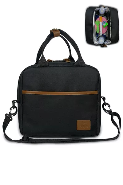 Термо чанта за храна с изолация, с презрамка, черна