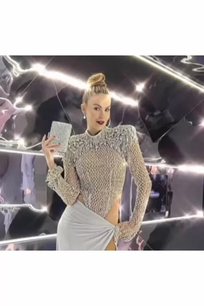 Evening Bag with Stones, Evening Clutch, Silver Evening Bag, Portfolio