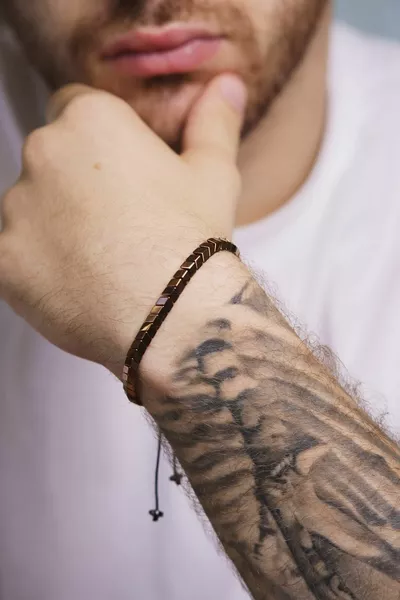 Bracciale in acciaio placcato in rame unisex