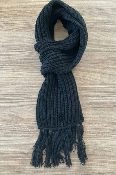 Écharpe en tricot noir unisexe