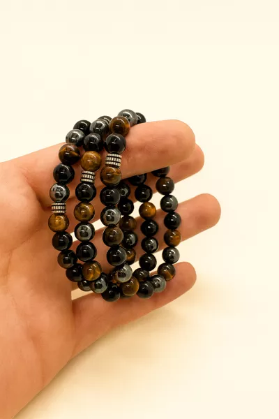 Protection Energy Power Balance Chakra Bracelet Tiger's Eye-Onyx-Hematite Combination Protection Energy