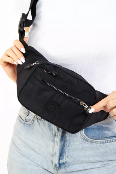 Sac poitrine et épaule unisexe en tissu froissé avec ceinture et bandoulière croisée, Freebag noir