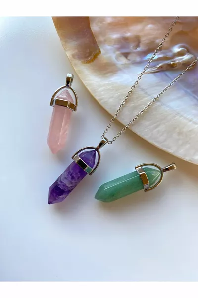 Natürliche Steinketten-Set, 3-teilig (Amethyst, Aventurin und Rosenquarz)