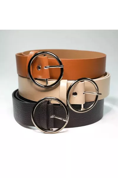 3er-Set runde Schnallengürtel für Damenhosen, Blazer, Kleider, Hemden