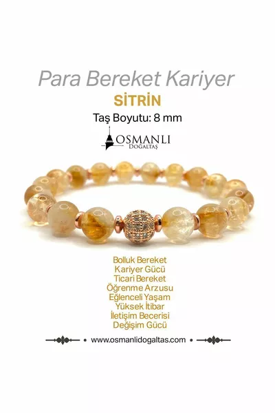 سوار من حجر السيترين والهيمايت الطبيعي مع قطعة زركون قياس 8 ملم